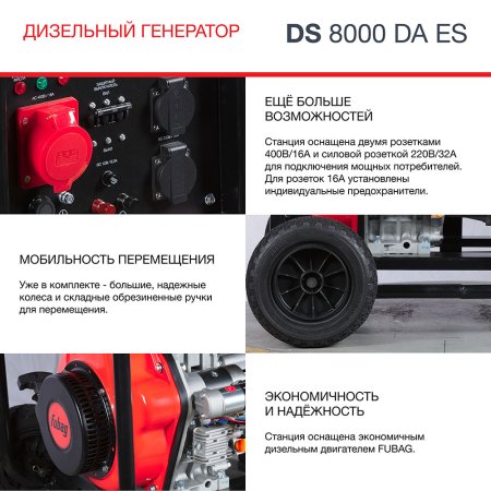 FUBAG Дизельный генератор (трехфазный) с электростартером и коннектором автоматики DS 8000 DA ES в Иваново фото