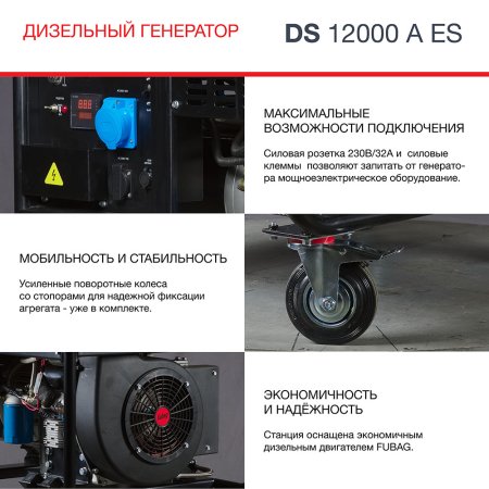 FUBAG Дизельный генератор с электростартером и коннектором автоматики DS 12000 A ES в Иваново фото