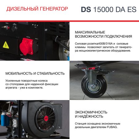 FUBAG Дизельный генератор (трехфазный) с электростартером и коннектором автоматики DS 15000 DA ES в Иваново фото